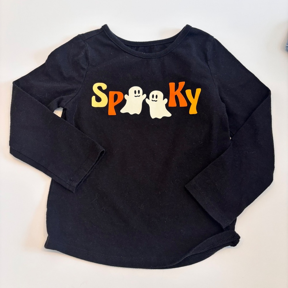 Halloween Toddler 3T Spooky Ghost‎ Long Sleeve Shirt Black Boys GIrls Halloween